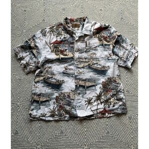 Clearwater Outfitters Short Sleeve Hawaiian Santa Button Shirt - Multicolor- XXL